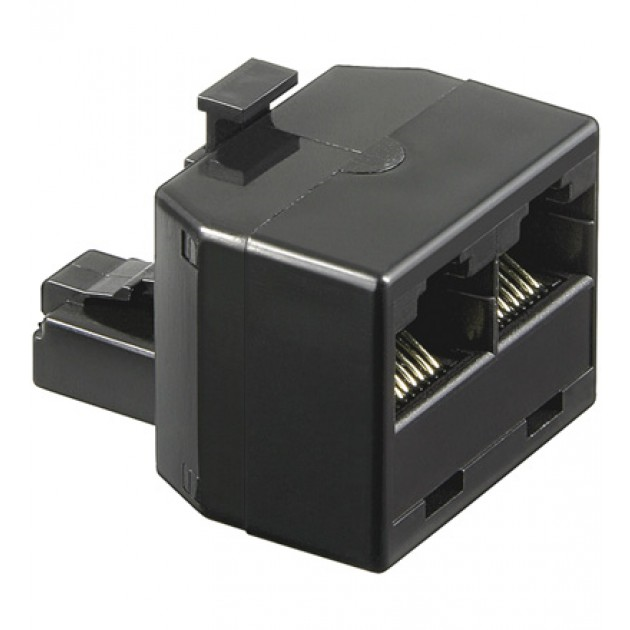 Doubleur monobloc RJ45 / M > 2 RJ45 / F - 1:1 - Noir - Trademos