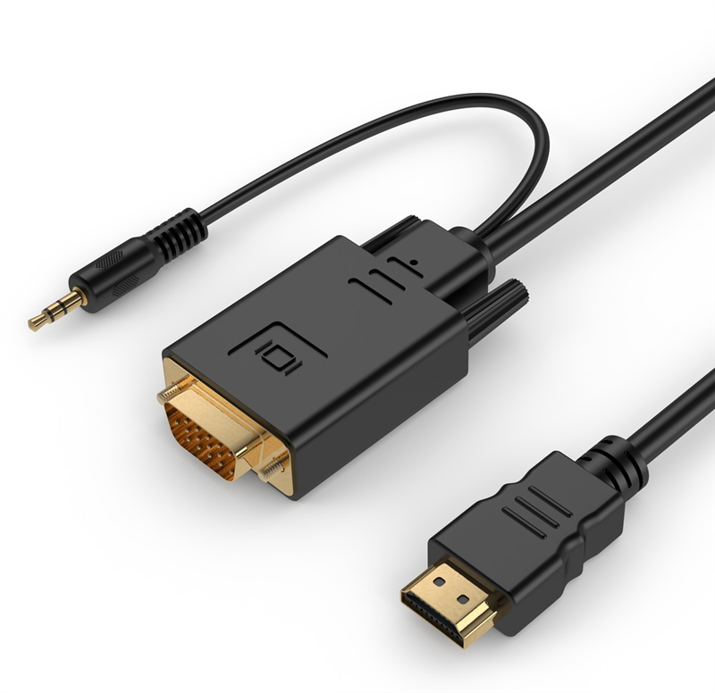 Cordon HDMI 1.4 /M vers VGA / M + Audio jack 3.5 mm / M - 3 m