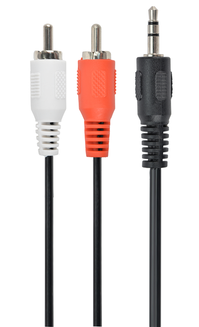 Cordon Jack stéréo 3.5 mm / M vers 2 x RCA Blanc & Rouge / M - 20 m ** -  Trademos