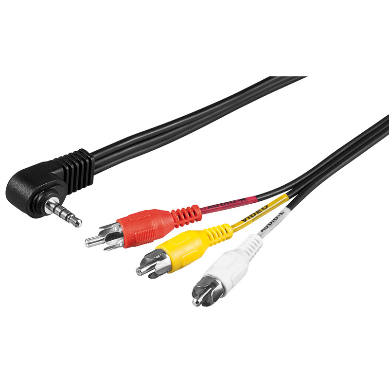 Cordon Audio Vidéo Jack 3.5 mm / M Coudé vers 3 x RCA / M - 1.50 m