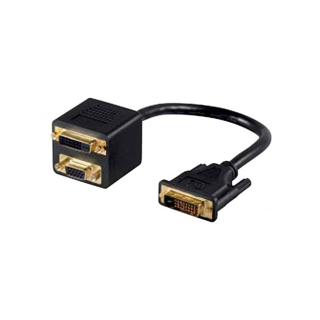 Adaptateur DVI-I / M 24 + 5 vers 2 x VGA / F - noir - 0.30 m