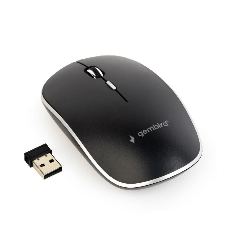 Souris sans fil plate - 4 boutons - Résol. 800 à 1600 Dpi - Nano USB - Noir  - Trademos