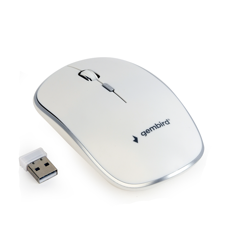 Souris sans fil plate - 4 boutons - Résol. 800 à 1600 Dpi - Nano USB -  Blanche