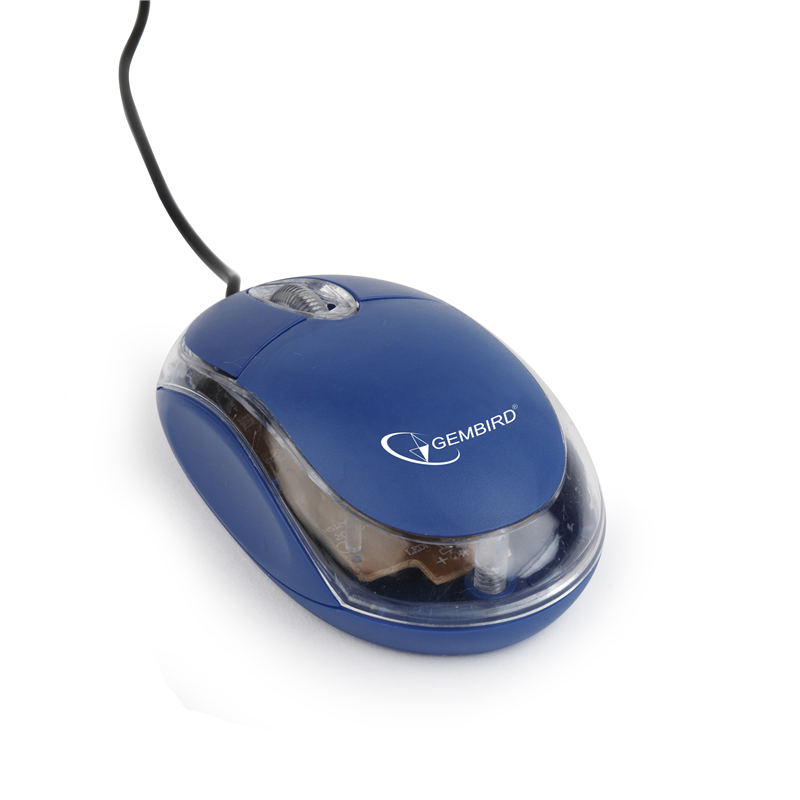 Mini Souris optique - 1000 Dpi - Gaucher/ Droitier - Filaire USB - 1.25m -  Bleu - Trademos