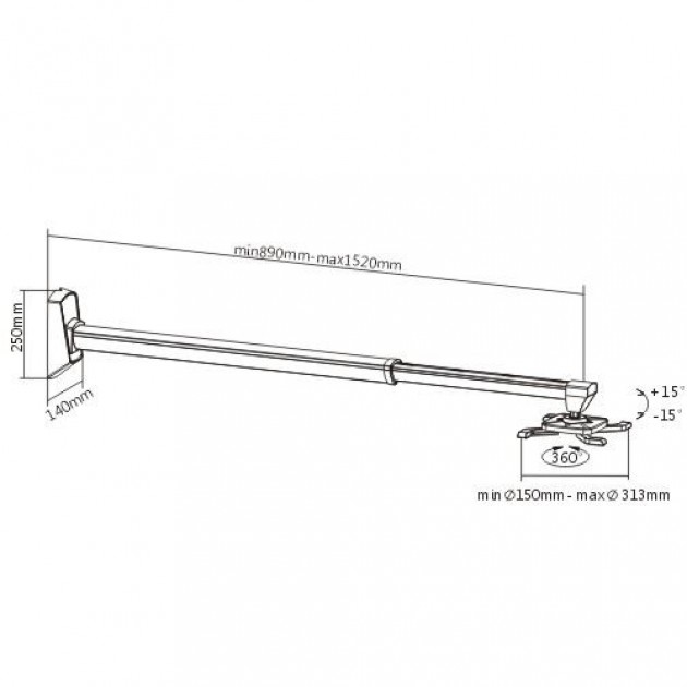 Support mural pour projecteurs / projecteurs 80 cm 