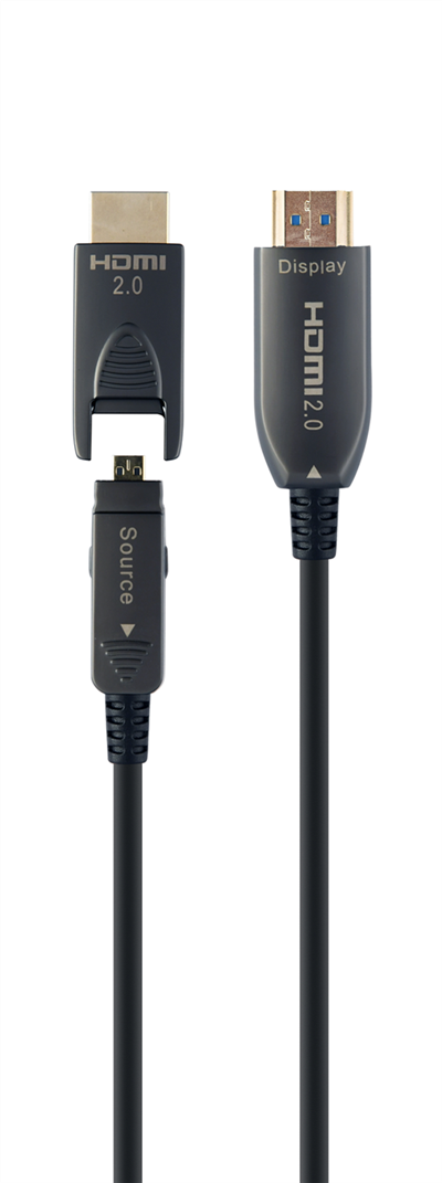 Cordon HDMI 2.0 - Micro HDMI Type D- 4K 60 Hz - Fibre Optique - noir - 50 m  - Trademos