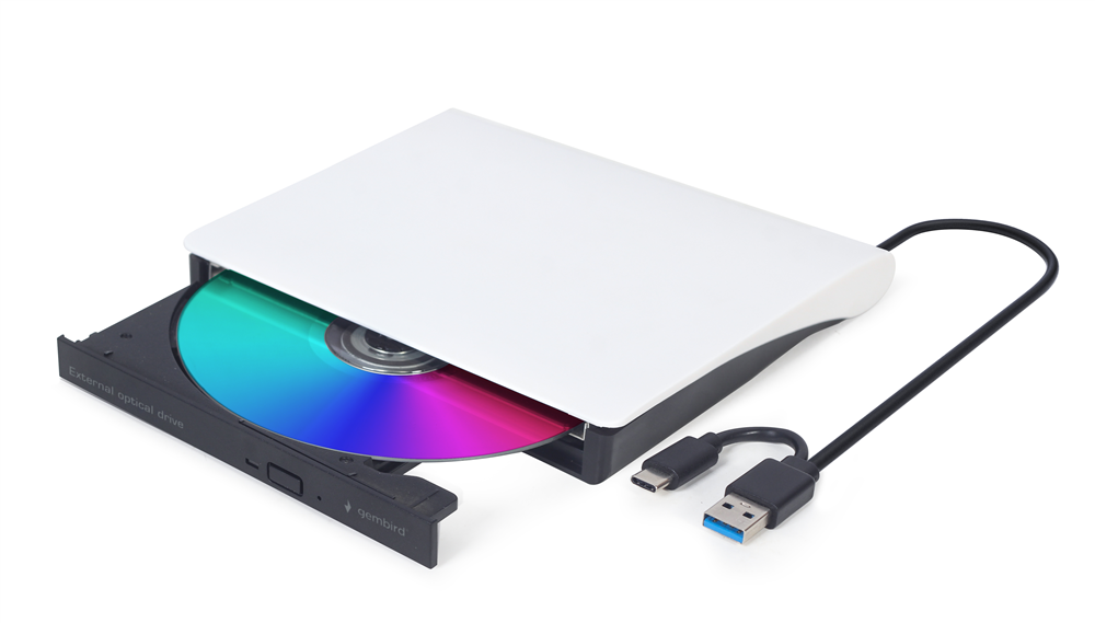 Lecteur & Graveur de DVD/CD externe USB 3.1 Type C - Noir & Blanc - Trademos