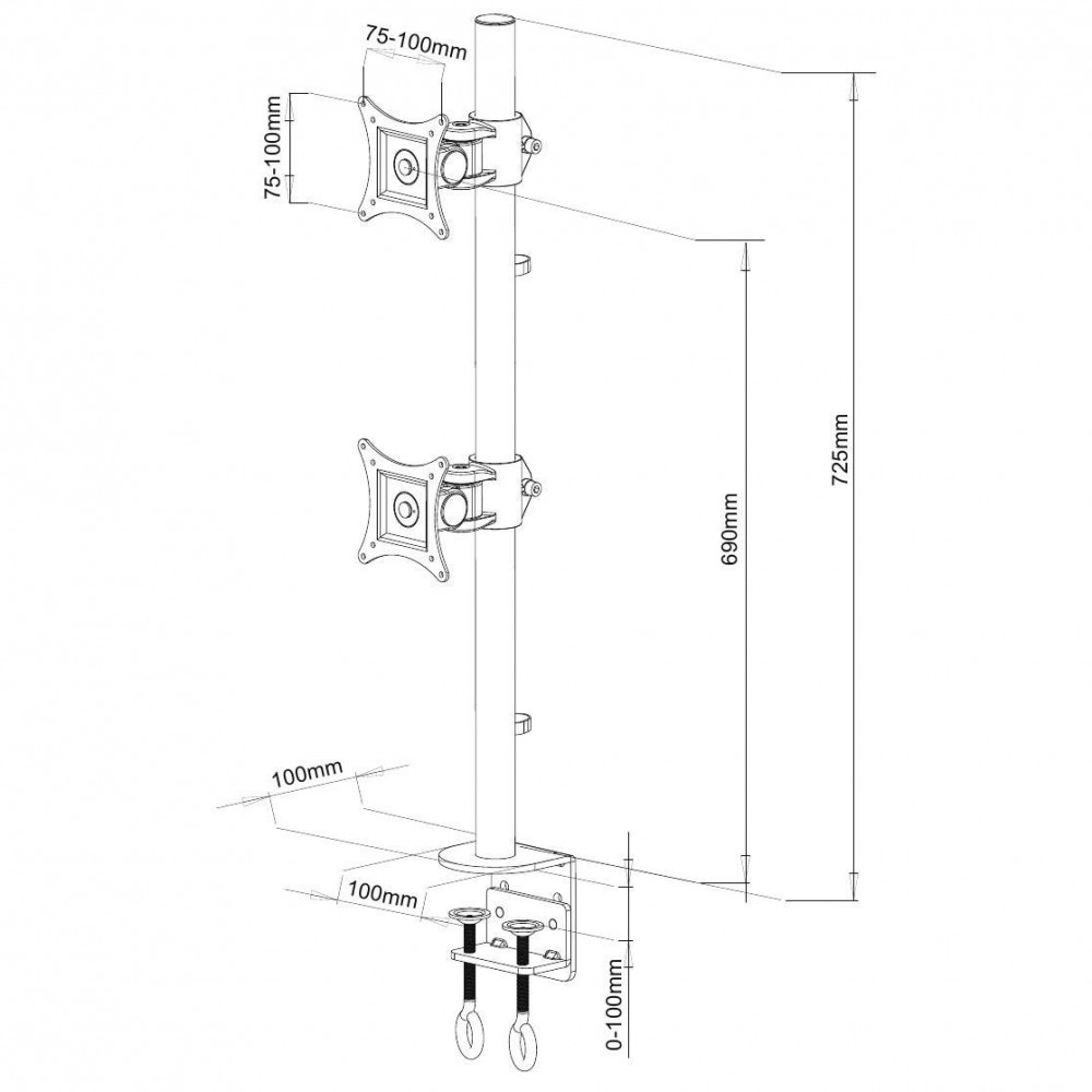 Support à pince - Pivotant - TV 17-32 - 9 Kg - Vesa 100 x 100 - Noir -  Trademos